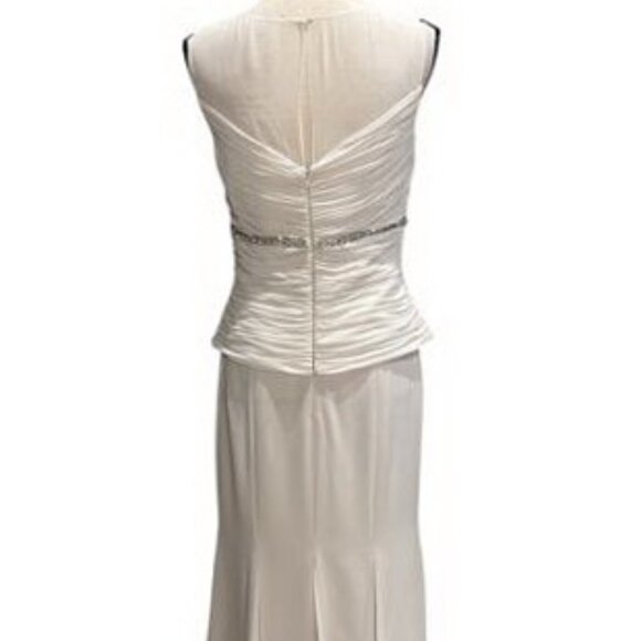 Alexander by Daymor Bone Illusion Pleated Peplum Evening Gown - Picture 3 of 4